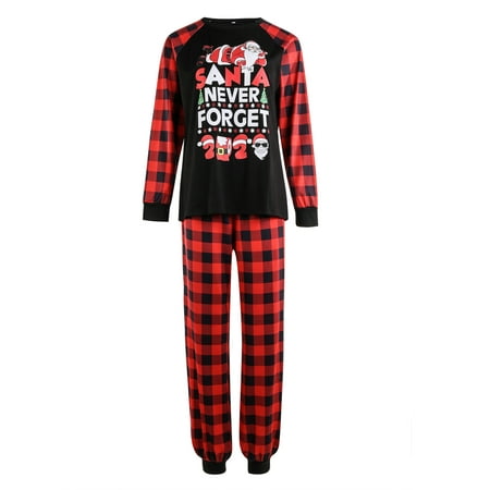 

Gupgi Christmas Family Pajamas Set Plaid Letter Print Pullover Suit