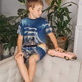 thumbnail image 4 of Balery Moonlit Night Sea Sailboat Conjunto de Pijama Infantil de Manga Corta con Estampado – Ropa de Dormir de Algodón Suave-X-Large, 4 of 6