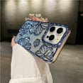 thumbnail image 1 of For iPhone 15 Pro Max Luxury Flash Glitter Flowers Square Plating Frame Phone Case For iPhone 11 12 13 14 Soft Protective Cover Blue Plating Case For iPhone 12 Pro, 1 of 6