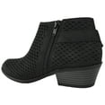 thumbnail image 3 of Soda Women Small Short Heel Ankle Boots Side Zipper Buckled Booties Cutout RIDING-S Black 6.5, 3 of 3