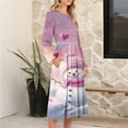 thumbnail image 5 of Women's Christmas Printed Fashionable Loose Round-Neck Dress, Holiday Print, Casual Wear, Retro Style, Comfort Fit, Everyday Dress, Festive,Pink,L, 5 of 5