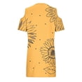thumbnail image 5 of QIUOMBBP Womens Summer Mini Sundress Short Sleeve Cold Shoulder T Shirts Dress Loose Casual Beach Vacation Dresses Yellow XXL, 5 of 7