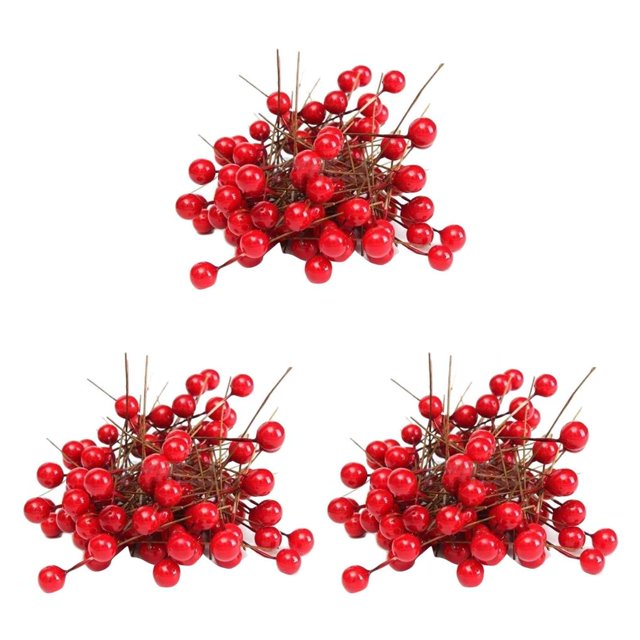 Monstrate 100 piezas de espuma artificial rojo vivo bayas de acebo guirnalda para el hogar decoración navideña ramo fruta baya Type1 NO1