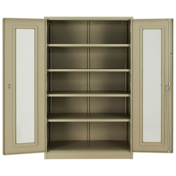 Global Industrial 270023TN 48 x 24 x 78 in. Storage Cabinet with Expanded Metal Door Assembled, Tan