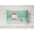thumbnail image 2 of Carolines Treasures CK2098PW1216 Yorkie Cropped Ears Snowman Christmas Canvas Fabric Decorative Pillow  12H x16W, 2 of 3