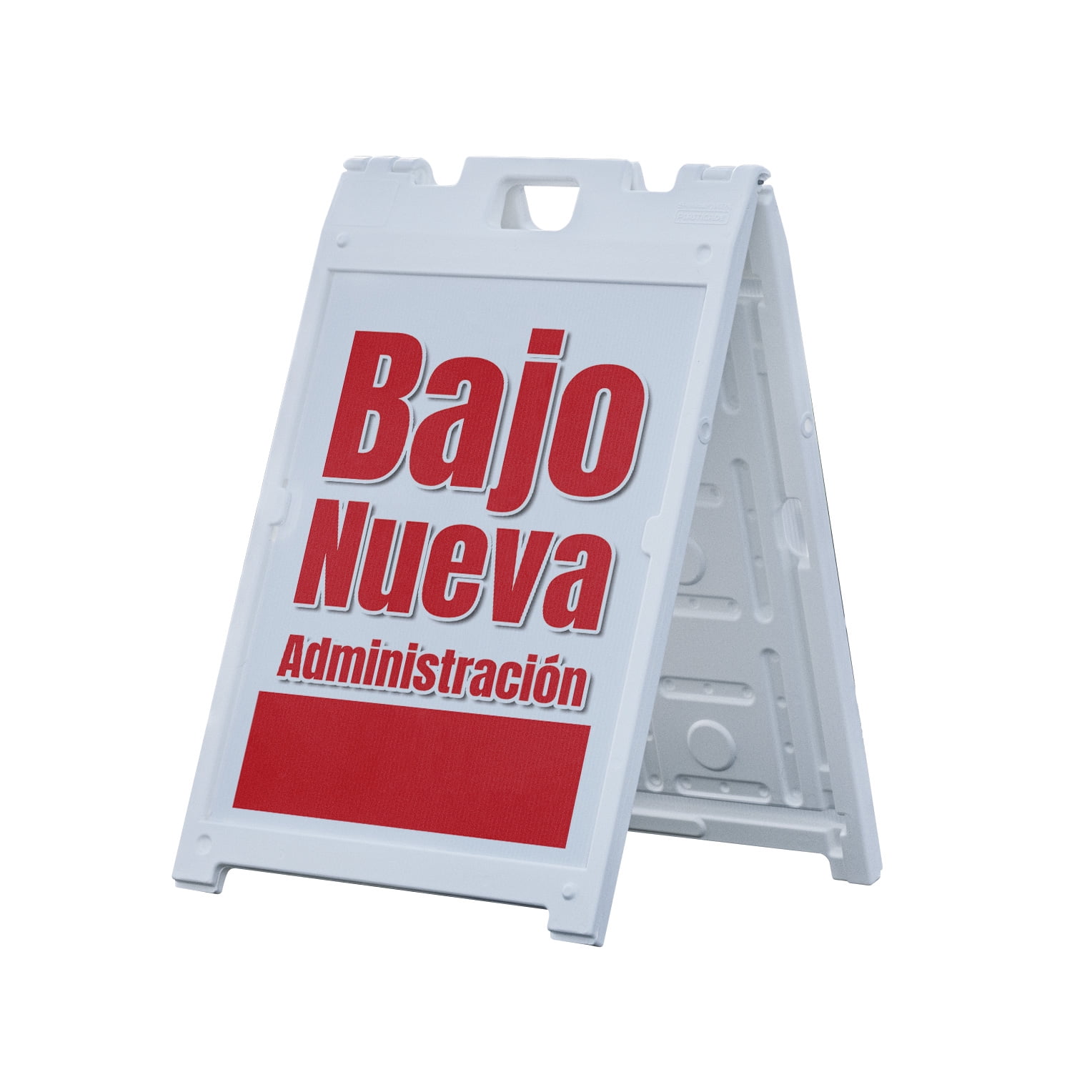 Bajo Nueva Administracion 18 x 24 Double Sided A-Frame Sidewalk Sign Includes 2 Plastic Inserts Foldable Portable White Signicade Sandwich Board Spanish Business Sign New Management