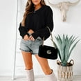 thumbnail image 5 of Women's V Neck Long Sleeve Cable Knit Oversized Cropped Sweater Pullover, 5 of 6