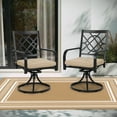 thumbnail image 4 of SUNCROWN Outdoor Dining Swivel Black Wrought IronChairs with Cushions Patio Metal  Rocker Chairs  (Set of 2 ), 4 of 7