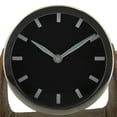 thumbnail image 5 of DecMode Stainless Steel Modern Round Decorative Desk Clock 6"W x 6"H, with Metallic Silver and Leathery Brown Stand, 5 of 8