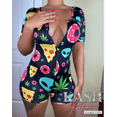 thumbnail image 5 of Femmes Sexy Body Manches Courtes Profond V Cou Combinaisons Shorts Pyjama Tenue, 5 of 5