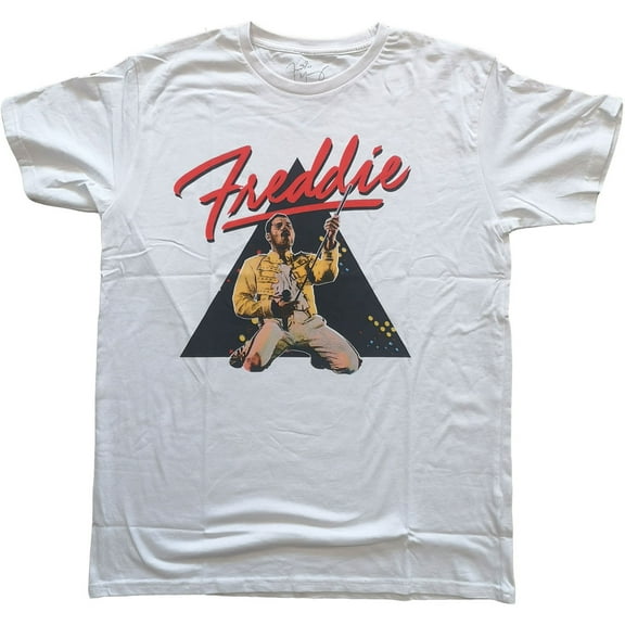 Men's Freddie Mercury Triangle Slim Fit T-shirt Small White