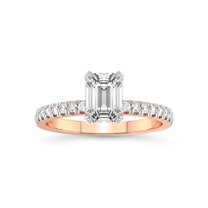2 Carat IGI Certified Emerald Shape Lab Grown Diamond Engagement Ring | 14K Rose Gold | Serena Eternity Lab Diamond Ring | FG-VS1-VS2 Quality Friendly Diamonds