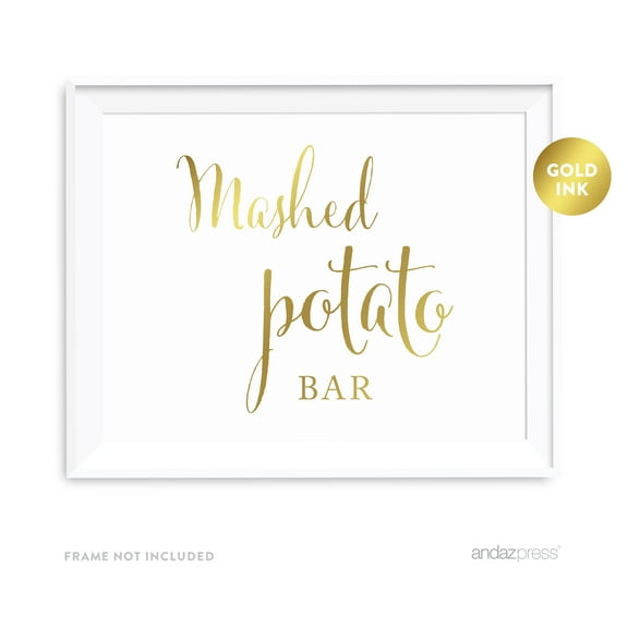 Mashed Potato Bar Metallic Gold Wedding Party Signs