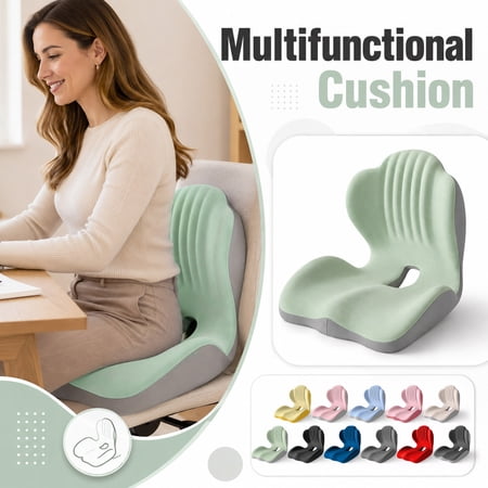 Ergonomic L‑Shaped Seat Cushion for Office Chair Car &ndash; 100D High‑Density Milk Silk Fabric Removable Lumbar Support Back Pain Relief (43cm) Light Gray