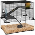 thumbnail image 2 of Demi Bonn 23.5" Hamster Cage, Gerbil Cage with Glass Basin for Small Hamsters, 3 Levels Small Animal Habitats, Black, 2 of 11