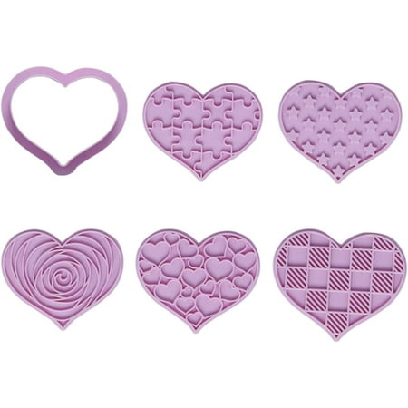 

WYJ 6 PCS Cookie Stamp Cookie Cutter Molds Set Plastic Material DIY Cookie Molds Cutting Moulds Valentine s Day Heart Shapes Plastic Biscuit Cutters-0614