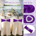 thumbnail image 5 of 100 Pcs Spandex Chair Sashes with Heart Shaped Buckle Slider Stretch Chair Cover Band Universal Elastic Ties for Wedding Banquet Event Party Decoration(Purple), 5 of 14