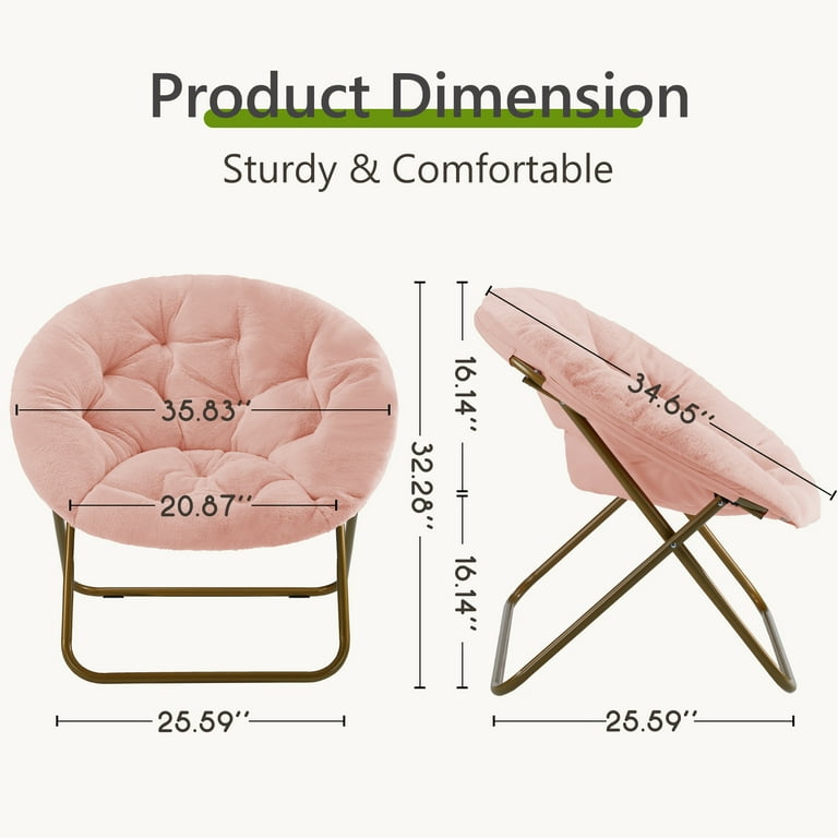 GIANNA Faux Fur Saucer Chair - Foldable Design - Walmart.com