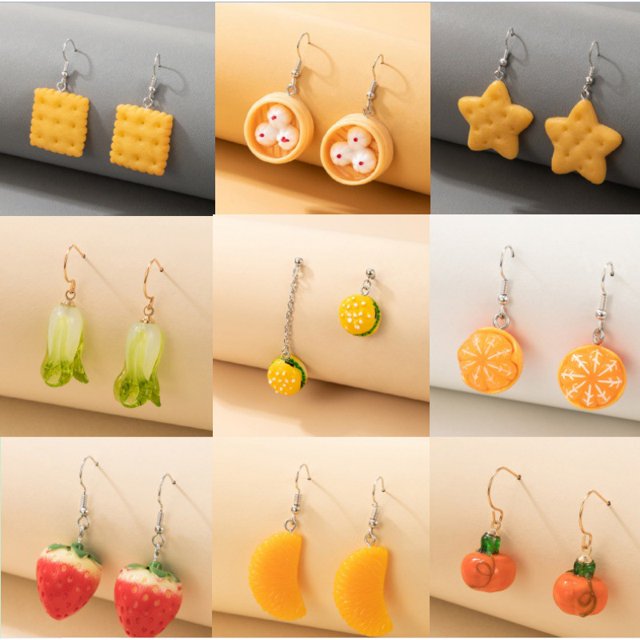 2 pares de mini lindos aretes femeninos de dibujos animados fruta comida lindos aretes de maíz XianweiShao 8390613957535