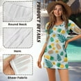 thumbnail image 5 of FKELYI Women's Swimsuit Cover Ups Round Neck Swimwear Cover-Up Pineapple Palm Leaf Flower Print Half-Sleeve Beachwear Bikini Beach Dress for Ladies Summer Vacation Swimming, L, 5 of 6