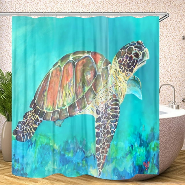 Blue Ocean Shower Curtain for Bathroom Coastal Beach Decoration Teal