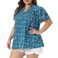 thumbnail image 2 of DARING DIVA Women's Plus Summer Ruffle V Neck Double Short Tops 2X Blue, 2 of 6