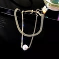 thumbnail image 3 of 2 Pcs Nouveau Collier Diamant Double Perle Clavicule Cou, 3 of 5