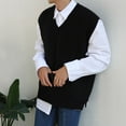 thumbnail image 3 of Suéter de cuello en V para hombre, suéter de punto holgado a la moda, chaleco sin mangas de otoño, 3 of 5