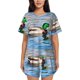 thumbnail image 1 of Fotbe Mallard Duck Swimming In A River Conjunto de Pijama Estampado para Mujer, 2 Piezas, Ropa de Dormir con Camiseta de Manga Corta y Shorts Suaves-X-Large, 1 of 6