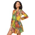 thumbnail image 3 of FORMRS Womens Long Sleeve Nightgowns Crew Neck Sleep Shirt Soft Pajamas Sizes S-3XL, Retro Autumn Leaves, 3 of 8