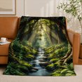 thumbnail image 2 of SPXUBZ Forest Waterfall Flannel Fleece Blanket Nature Landscape Throw Blanket Woodland Scenery Soft Warm Blanket for Bedroom Living Room 60"x50", 2 of 5