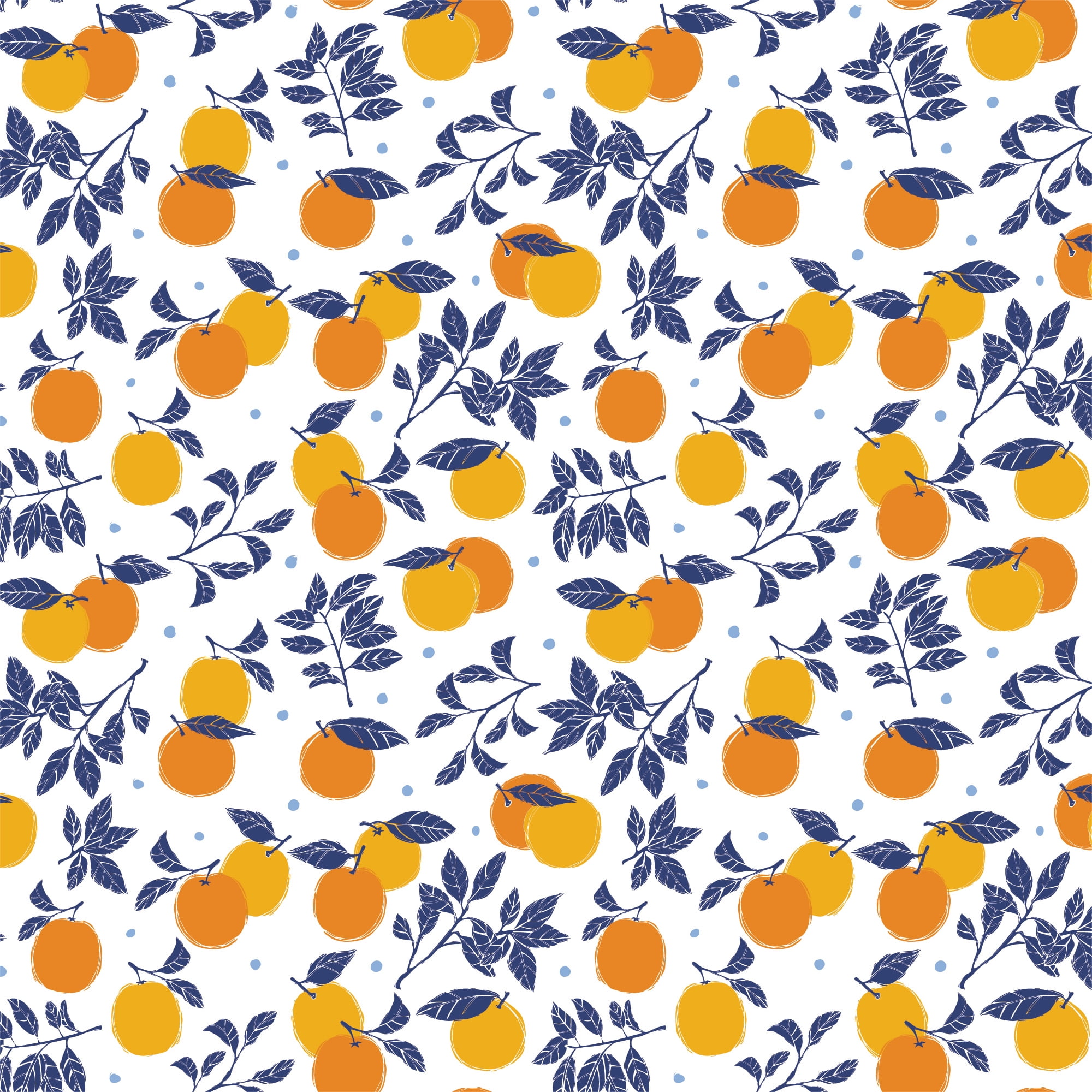 (2 pack) Emma & Mila  Oranges Leaf 1 Yard 100% Cotton Fabric Cut in Orange by Eugene Textiles