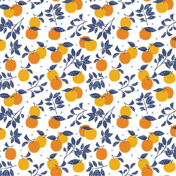 Emma & Mila  Oranges Leaf 1 Yard 100% Cotton Fabric Cut in Orange by Eugene Textiles