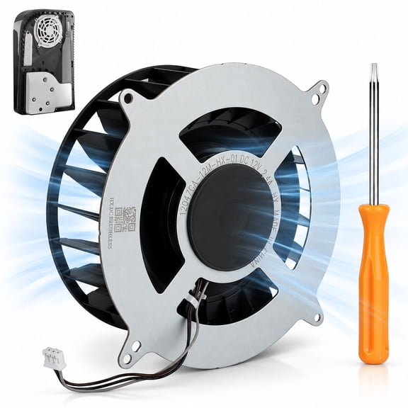 TSV Internal Cooling Fan Replacement for PS5 Console, CPU Cooler Repair Fan Compatible with 23 & 17 Blade Models 12047GA-12M-WB-01, G12L12MS1AH-56J14, Includes T8 Screwdriver