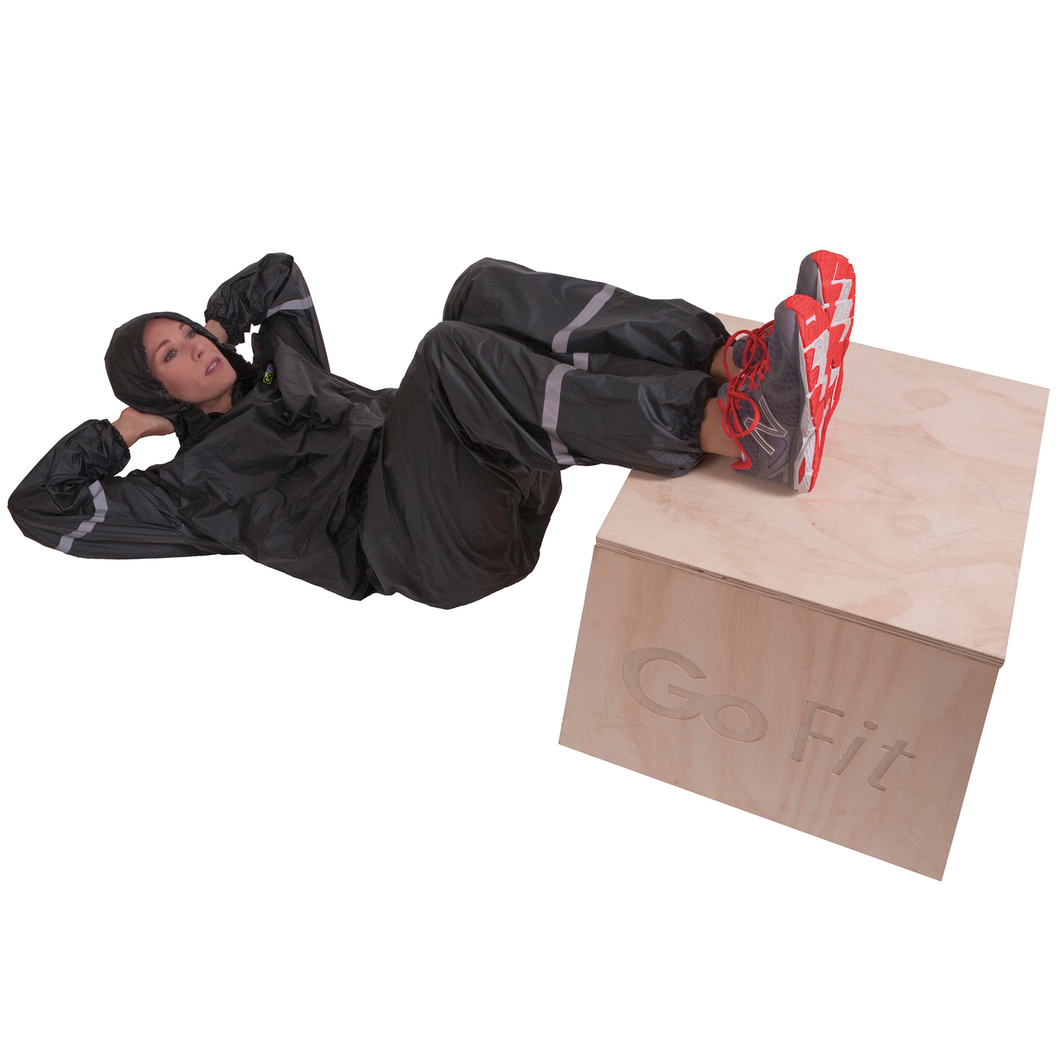 GoFit 2-Piece Hooded Vinyl Sweat Suit, Large/Extra Large, Black, GF-TTH-L/XL