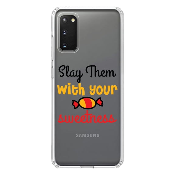 DistinctInk Clear Shockproof Hybrid Case for Galaxy S20 PLUS / 5G (6.7" Screen) - TPU Bumper Acrylic Back Tempered Glass Screen Protector - Slay Them With Your Sweetness