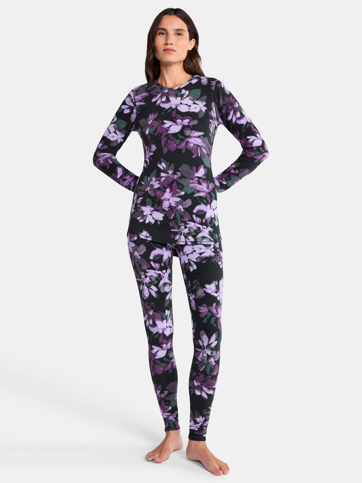 ClimateRight by Cuddl Duds Stretch Women's Warm Stretch Fleece High Rise Base Layer Thermal Legging, Sizes XS to 4X