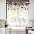 thumbnail image 3 of Christmas Kitchen Curtains and Valances Set, Rod Pocket Curtains Tier Farmhouse Window Curtains 24 Inch Length, Xmas Ball Poinsettia Berry Pine Needle Retro 3 Piece Kitchen Curtains Set, 3 of 6