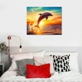 thumbnail image 4 of COMIO  Dolphin Wall Art Blue Ocean Jumping Dolphins Animal Bathroom Decor Painting Picture Prints on Canvas Framed Home Wall Decoration, 4 of 4
