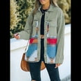 thumbnail image 4 of Chaqueta Vaquera de Larga con Solapa Holgada y Parches para Mujer, Estilo Retro con Borde Sin Rematar, de Medio. Verde Retro M, 4 of 6