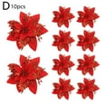 thumbnail image 5 of Five-Pointed Pine And Cypress Leaf Silver $10Pcs Christmas Gold Powder Flower Christmas Decorations Poinsettia Flower Head Double Layer Gold Powder Flower, 5 of 5