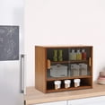thumbnail image 4 of Wildnix Small Bamboo Kitchen Pantry Sideboard Storage Cabinet with 3 Tiers and Sliding Doors, Ideal for Home, Office, and Campground Organization, 4 of 6