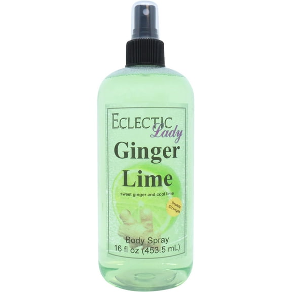 Ginger Lime Body Spray, Eclectic Lady, Hydrating Mist, Unisex (Double Strength), 16 oz