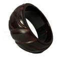 thumbnail image 3 of Wide Chunky Redwood Brown Carved Natural Wood Bangle Bracelet Womens Standard Size, 3 of 3