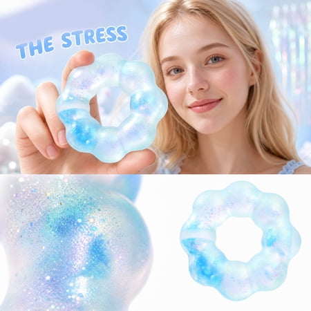 Squishy Toys Wearable Bracelet Stress Balls Fidget Toys Soft Donut Stress Relief Sensory Toy for Kids Adults Squeeze Balls Stress Toys for Party Favors