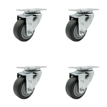 3.5 Inch Thermoplastic Rubber Wheel Swivel Top Plate Caster Set Service Caster