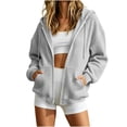 thumbnail image 2 of LEKWK Hoodies for Women Waffle Zip Up Drop Shoulder Oversized Sweatshirt Lightweight Drawstring Track Jacket for Casual Fall Workout, 2 of 5