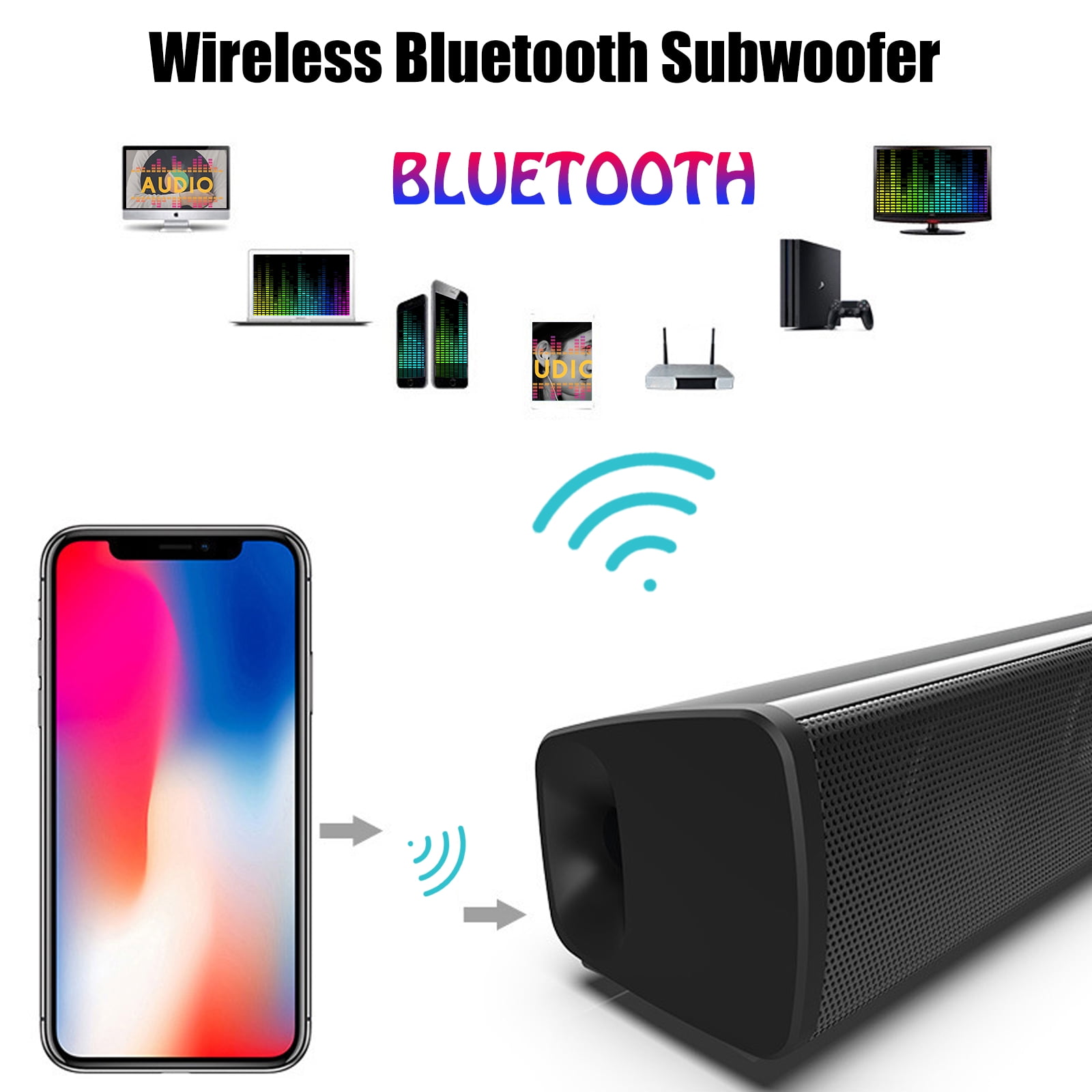 Tsv Bluetooth Sound Bar Wired And Wireless Home Theater Tv Speaker Bar Tf Card 3d Surround Sound Bar For Tv Pc Phones Tablets 4 X 5w Compact Sound Bar Walmart Com Walmart Com