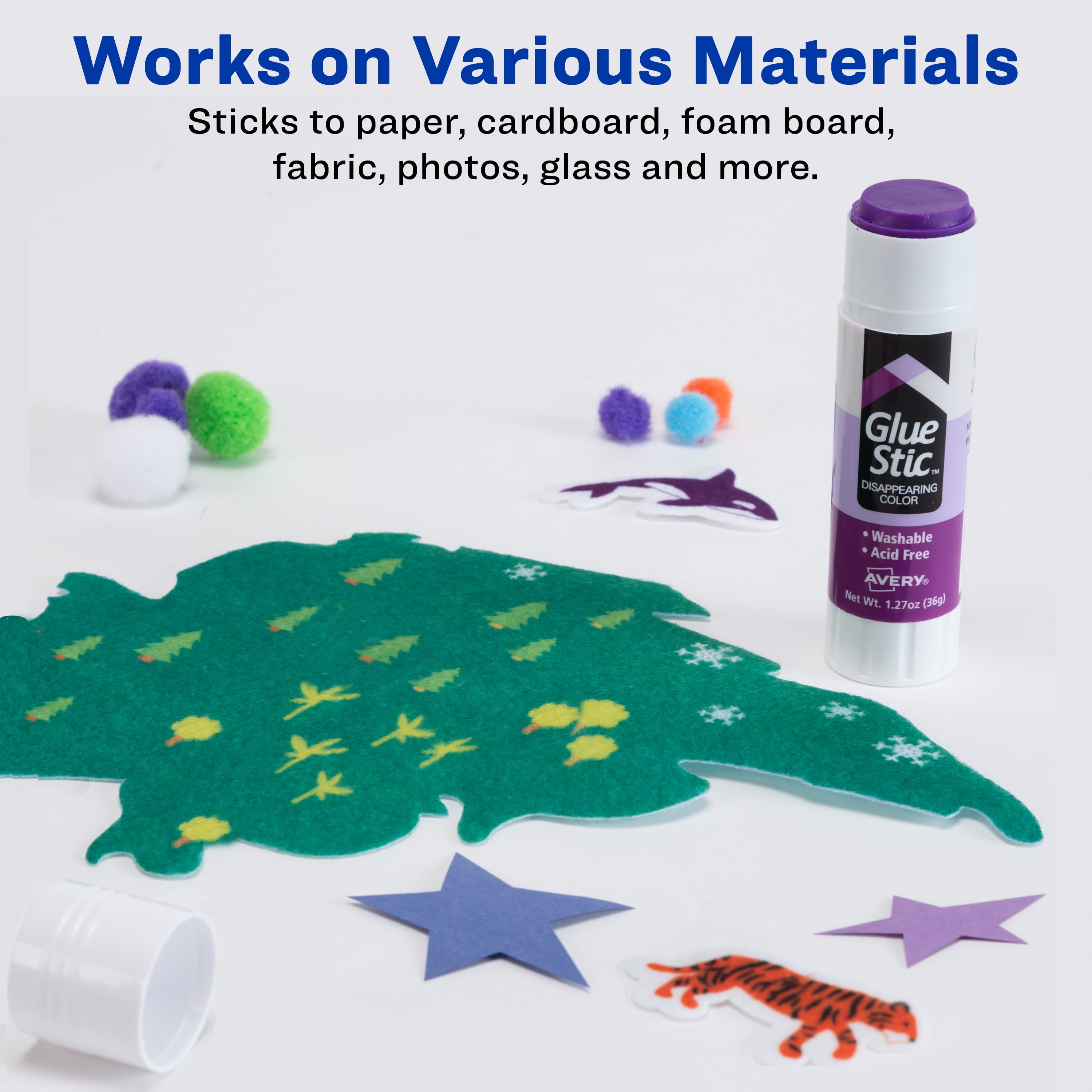 Avery Glue Stic, Disappearing Purple Glue Sticks, 1.27oz, 12 Total (10222)