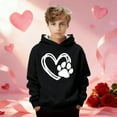 thumbnail image 2 of Kids Hoodies Valentine's Day Long Sleeve Hooded Sweatshirt Heart and Puppy Print Black 3 Years-4 Years, 2 of 5